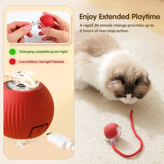 LEMEENQ™ SmartChase Interactive Cat Toy | Auto-Rolling Electronic Mouse | Rechargeable Motion-Activated Ball with Tail | Intelligent Pet Stimulation System - Pet Moda Store