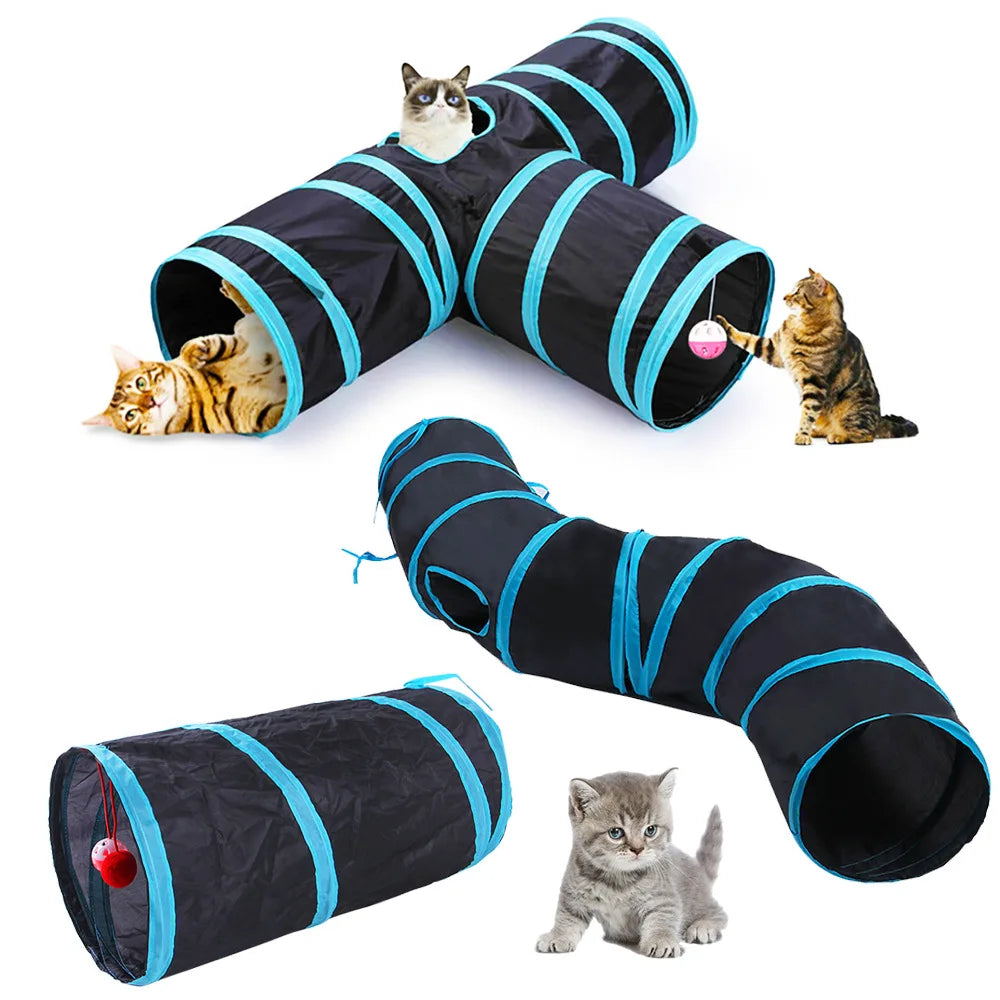 TunnelFun™ Premium Foldable Cat Tunnel | Indoor Play Passageway with Crinkle Material | Breathable Drill Barrel Design | Collapsible Storage - Pet Moda Store