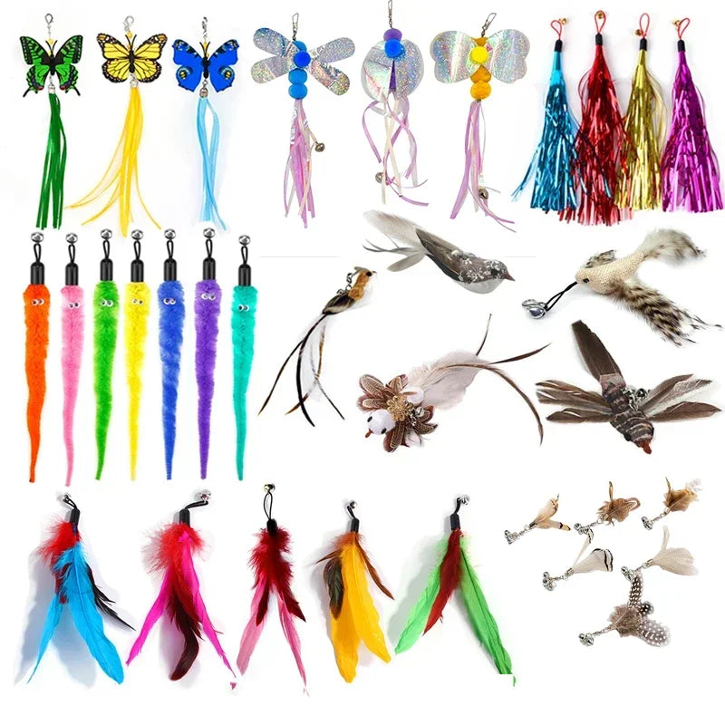 FeatherPrey™ Premium Cat Toy Refills | Interactive Wand Accessories Pack | Assorted Birds & Worms with Bells | Training Foam Balls for Kittens & Cats - Pet Moda Store