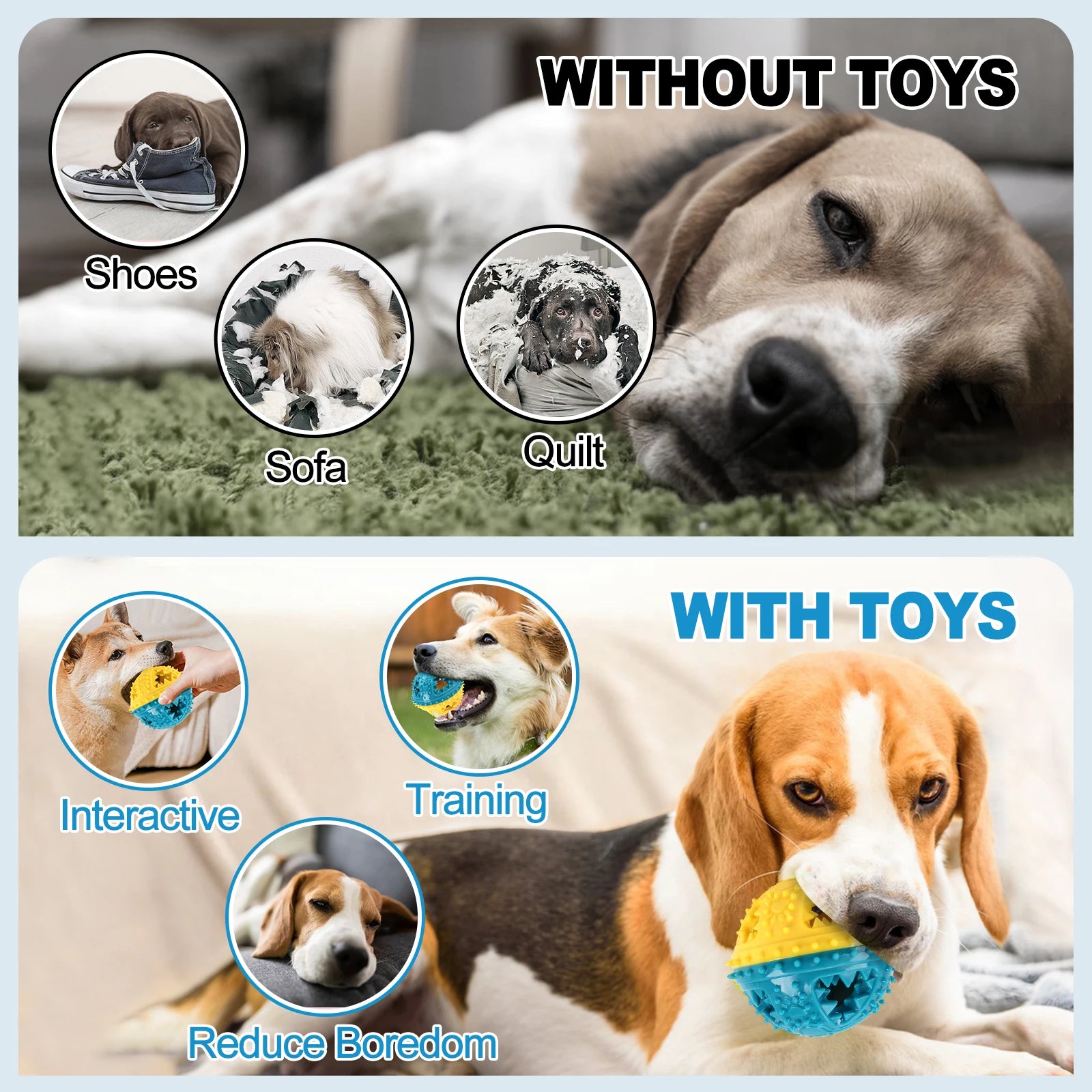 DentalTone™ Interactive Training Ball | Premium Teeth Cleaning Chew Toy | Food Dispensing System with Sound | Durable Anti-Bite Design for Dogs - Pet Moda Store