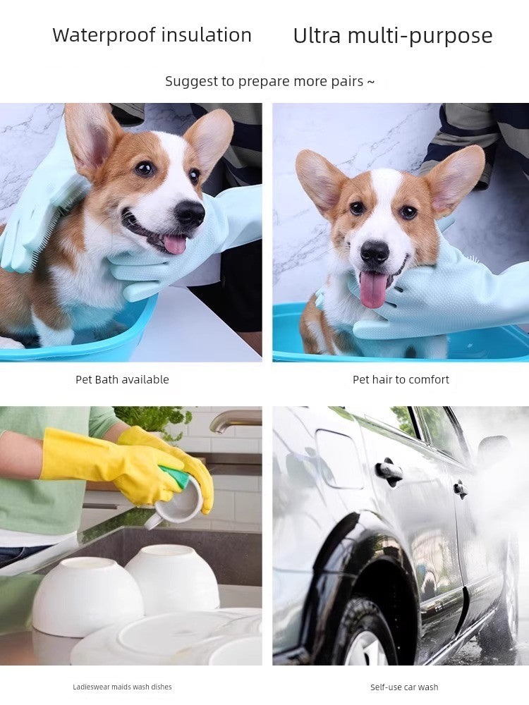 SafeScrub™ Anti-Bite Bathing Gloves | Protective Sponge Technology | Scratch-Resistant Grooming System | Complete Pet Washing Collection - Pet Moda Store