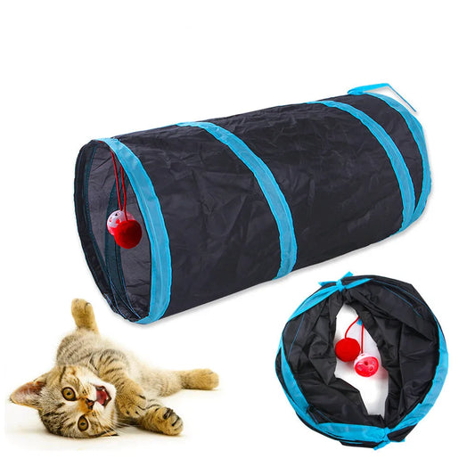 TunnelFun™ Premium Foldable Cat Tunnel | Indoor Play Passageway with Crinkle Material | Breathable Drill Barrel Design | Collapsible Storage - Pet Moda Store
