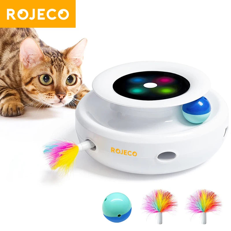 DualPlay™ Smart Pet System | 2-in-1 Electronic Interactive Toy | 5-Mode Automatic Feather & Ball Set | For Cats & Dogs - Pet Moda Store