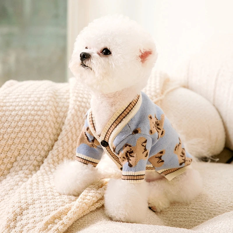 StripedLuxe™ Designer Pet Cardigan | Premium Thermal Knitwear | Luxury Canine & Feline Collection | For Chihuahua, Bichon & All Breeds - Pet Moda Store