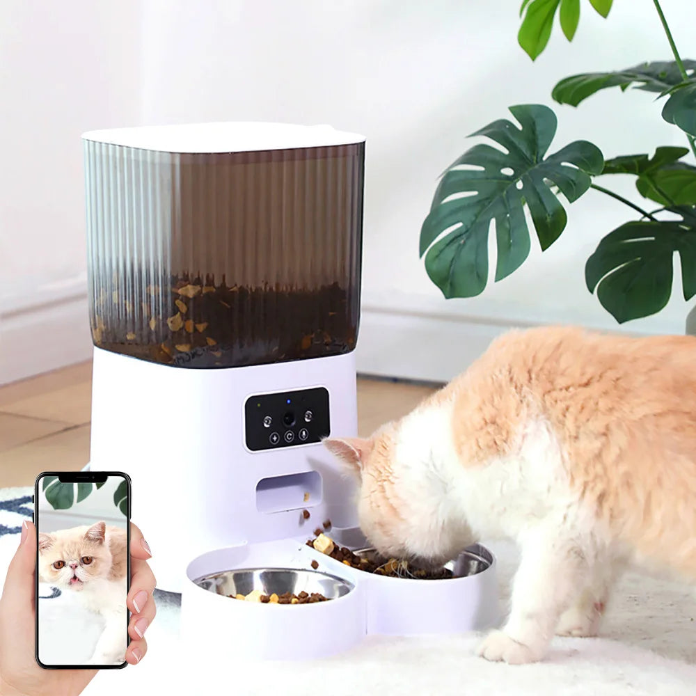 Dual-Bowl Smart Pet Feeding System - 5L Capacity with HD Camera Monitoring - Voice Recording Technology & Programmable Dispensing for Cats & Dogs - Pet Moda Store