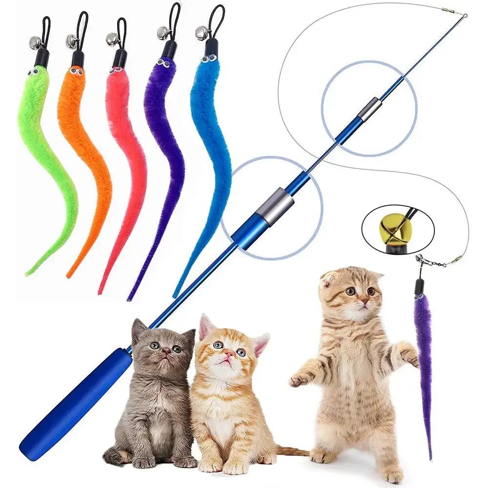 FeatherPrey™ Premium Cat Toy Refills | Interactive Wand Accessories Pack | Assorted Birds & Worms with Bells | Training Foam Balls for Kittens & Cats - Pet Moda Store