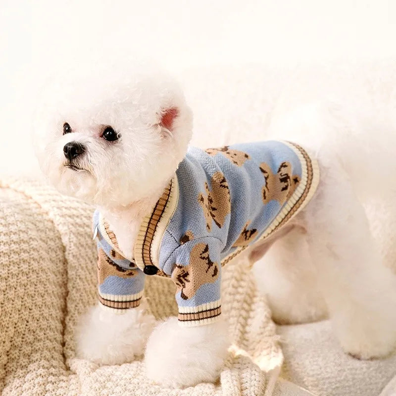 StripedLuxe™ Designer Pet Cardigan | Premium Thermal Knitwear | Luxury Canine & Feline Collection | For Chihuahua, Bichon & All Breeds - Pet Moda Store