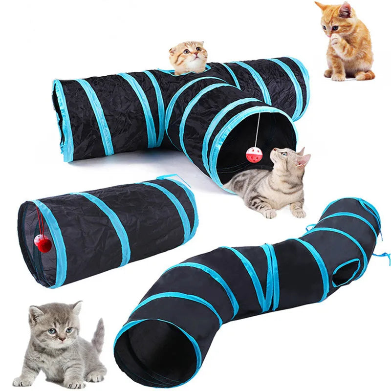 TunnelFun™ Premium Foldable Cat Tunnel | Indoor Play Passageway with Crinkle Material | Breathable Drill Barrel Design | Collapsible Storage - Pet Moda Store