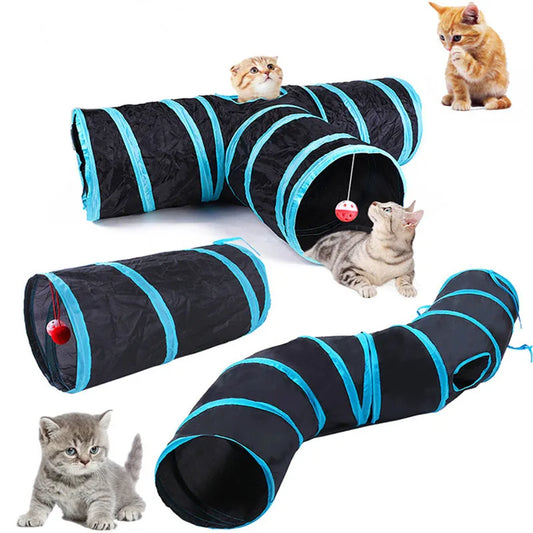 TunnelFun™ Premium Foldable Cat Tunnel | Indoor Play Passageway with Crinkle Material | Breathable Drill Barrel Design | Collapsible Storage - Pet Moda Store