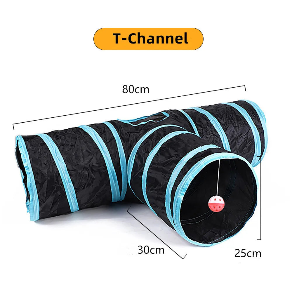TunnelFun™ Premium Foldable Cat Tunnel | Indoor Play Passageway with Crinkle Material | Breathable Drill Barrel Design | Collapsible Storage - Pet Moda Store