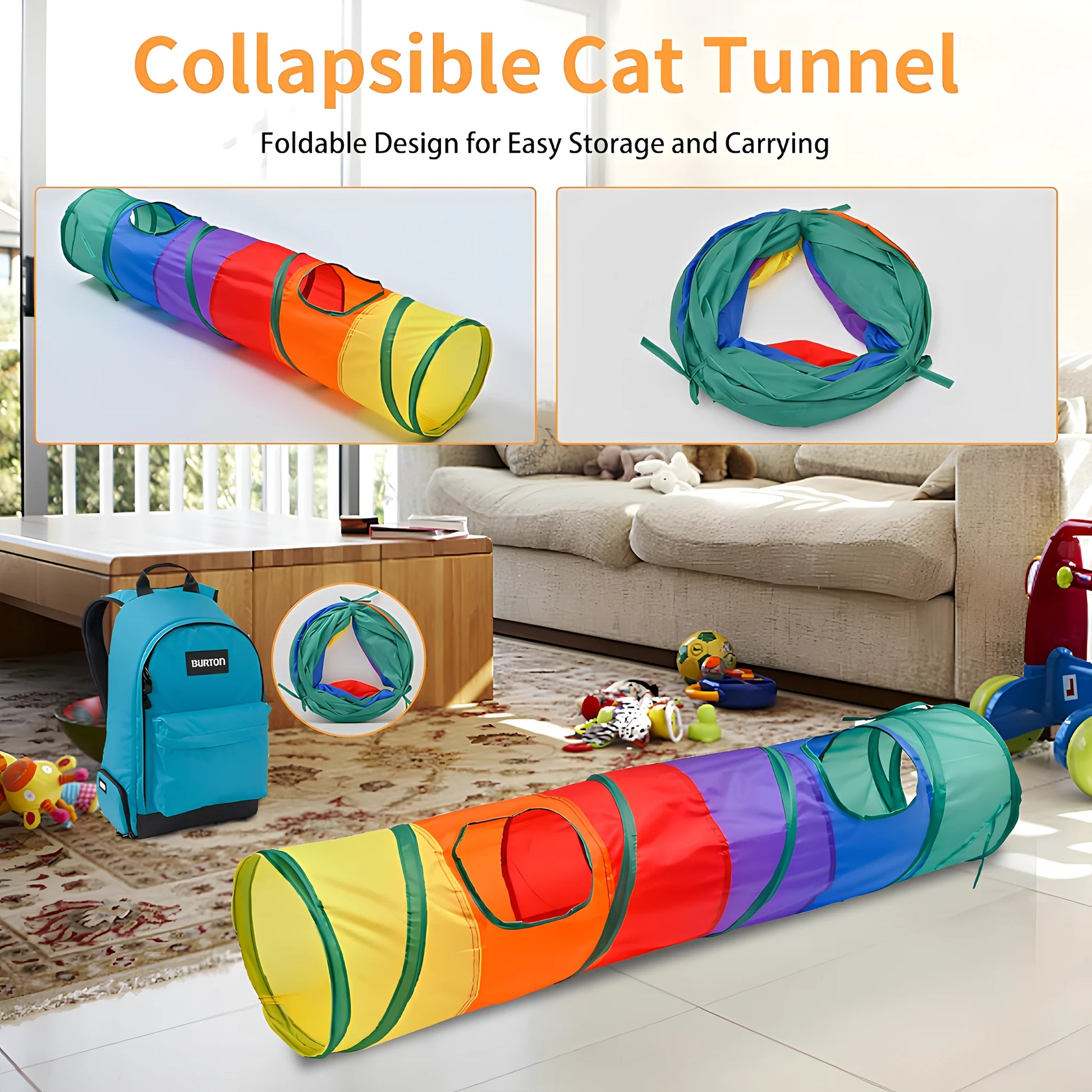 InstinctPlay™ Collapsible Cat Tunnel | Premium Pop-Up Hide & Seek System | Portable Interactive Hunting Den | Stimulates Natural Feline Behavior - Pet Moda Store