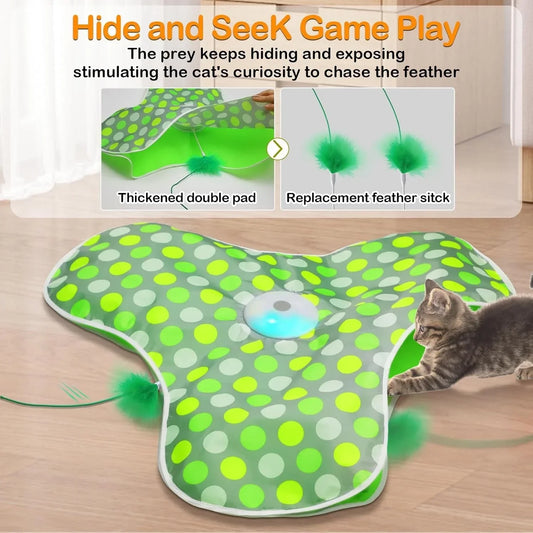 HuntMaster™ Smart Interactive Cat Toy | Motion-Activated Hide & Seek System | Electronic Mouse with Concealed Feathers | Squeaky Kitten Teaser - Pet Moda Store