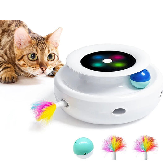 DualPlay™ Smart Pet System | 2-in-1 Electronic Interactive Toy | 5-Mode Automatic Feather & Ball Set | For Cats & Dogs - Pet Moda Store