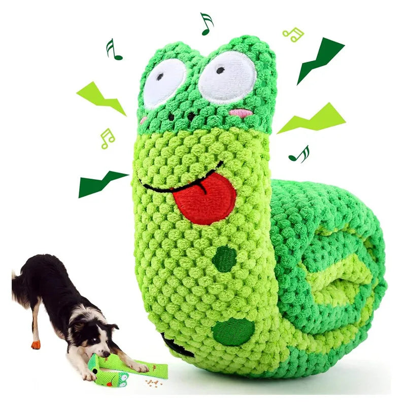 Dog Puzzle Feeder Interactive Toy Indestructible Plush Sound Squeak Puppy Toys For Resistant Foldable Snail Dogs Pet Supplies - Pet Moda Store