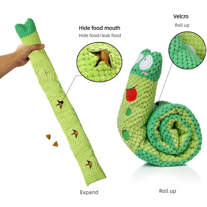 Dog Puzzle Feeder Interactive Toy Indestructible Plush Sound Squeak Puppy Toys For Resistant Foldable Snail Dogs Pet Supplies - Pet Moda Store
