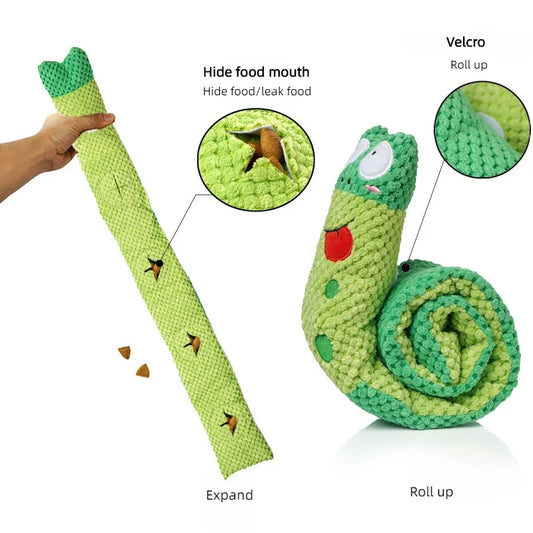 Dog Puzzle Feeder Interactive Toy Indestructible Plush Sound Squeak Puppy Toys For Resistant Foldable Snail Dogs Pet Supplies - Pet Moda Store
