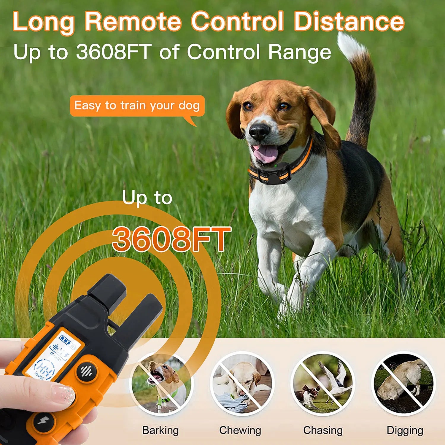 Professional Range Dog Training Collar - 3300ft Wireless Remote, Waterproof Design with Adjustable Stimulation & Vibration - For Dogs 5-120lbs - Pet Moda Store