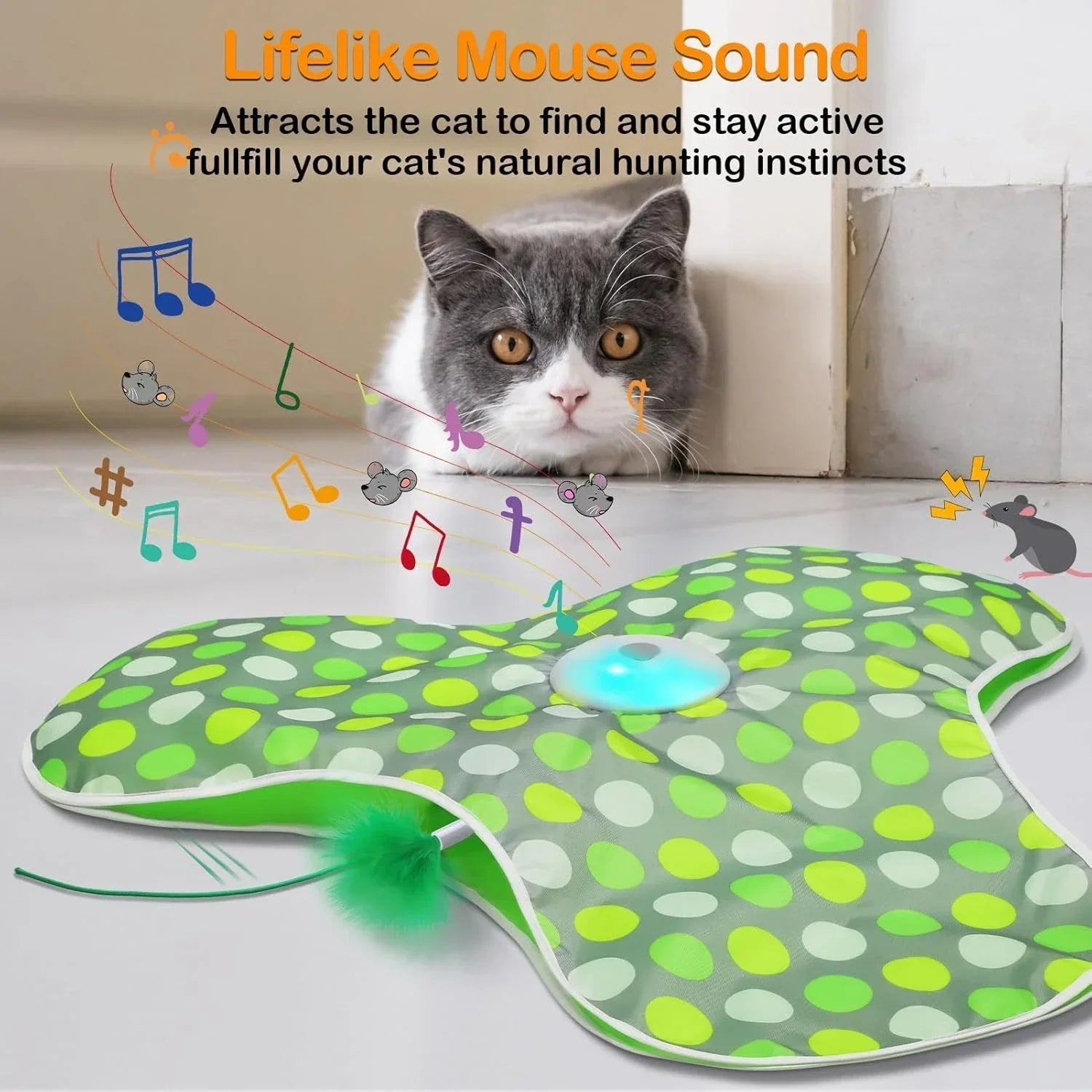 HuntMaster™ Smart Interactive Cat Toy | Motion-Activated Hide & Seek System | Electronic Mouse with Concealed Feathers | Squeaky Kitten Teaser - Pet Moda Store