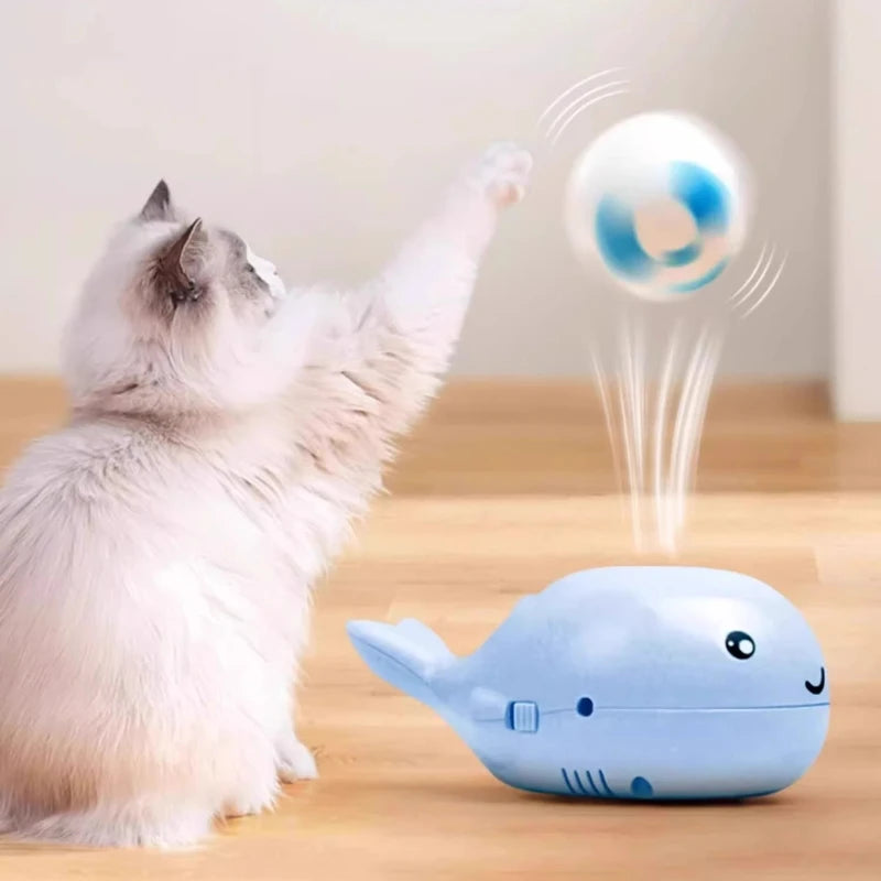 WhaleChaser™ Interactive Electric Toy | USB-Powered Dual Function Ball & Fan | Simulated Marine Motion | Premium Kitten Teaser System - Pet Moda Store