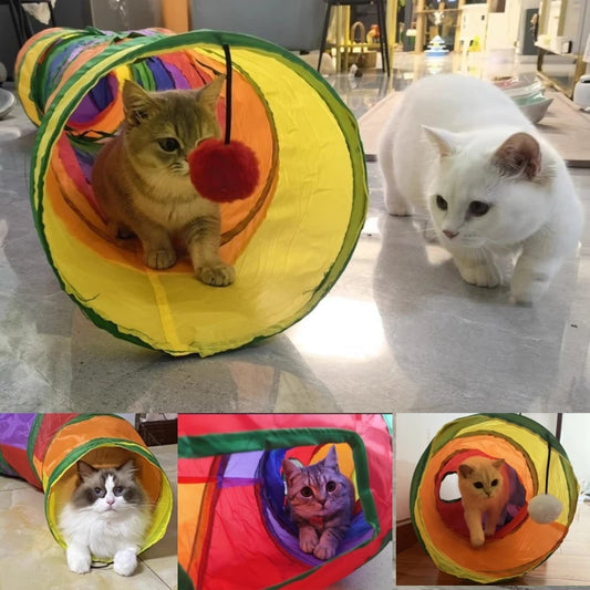 InstinctPlay™ Collapsible Cat Tunnel | Premium Pop-Up Hide & Seek System | Portable Interactive Hunting Den | Stimulates Natural Feline Behavior - Pet Moda Store