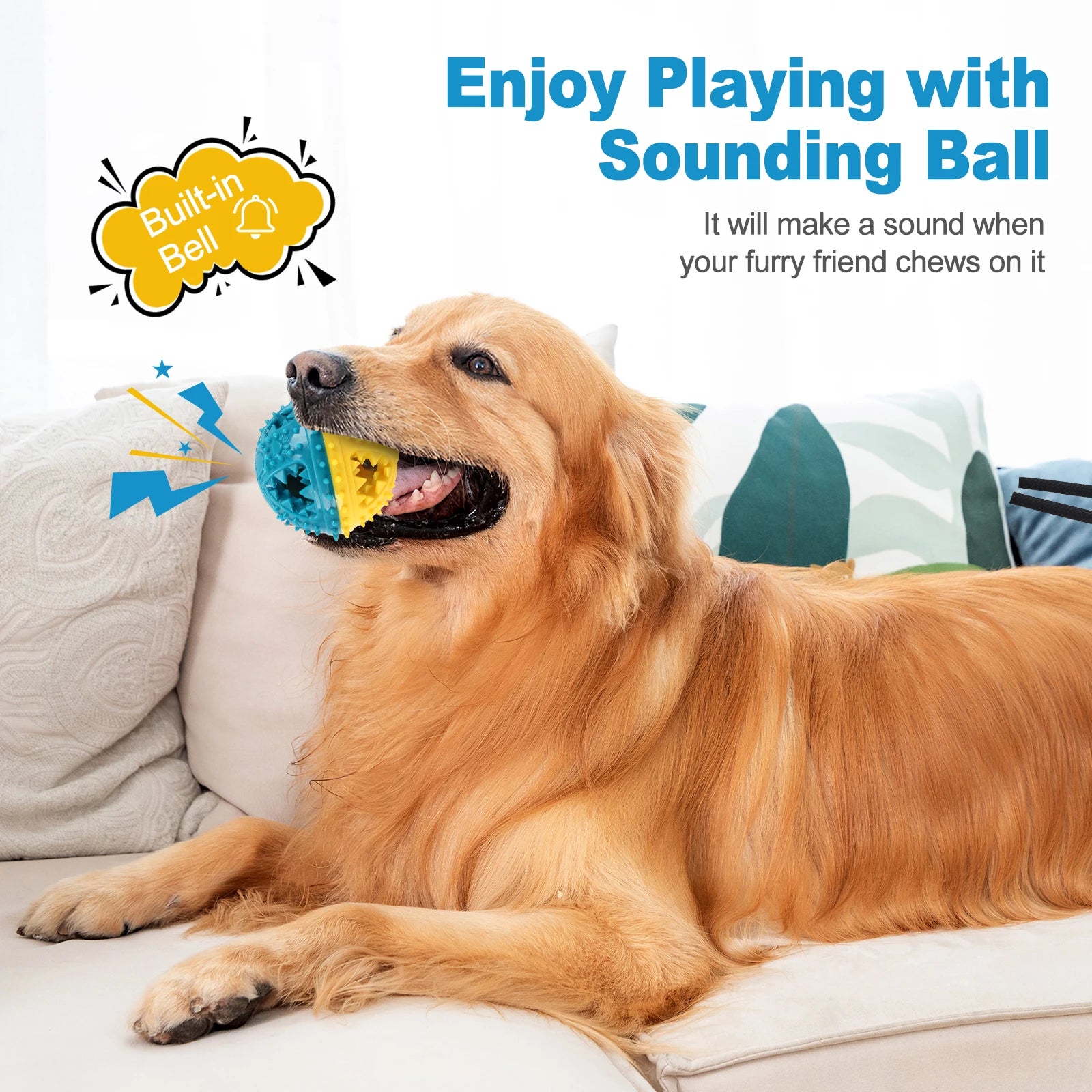 DentalTone™ Interactive Training Ball | Premium Teeth Cleaning Chew Toy | Food Dispensing System with Sound | Durable Anti-Bite Design for Dogs - Pet Moda Store