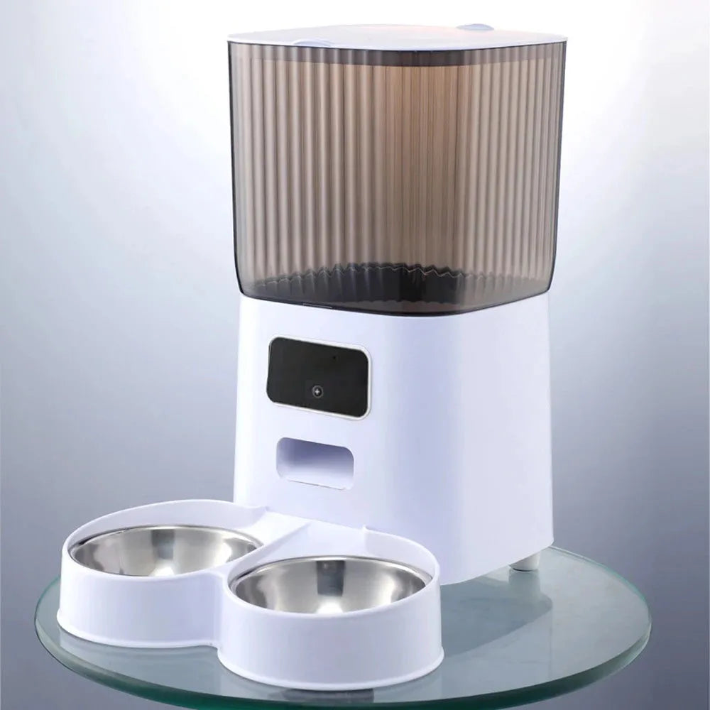 Dual-Bowl Smart Pet Feeding System - 5L Capacity with HD Camera Monitoring - Voice Recording Technology & Programmable Dispensing for Cats & Dogs - Pet Moda Store