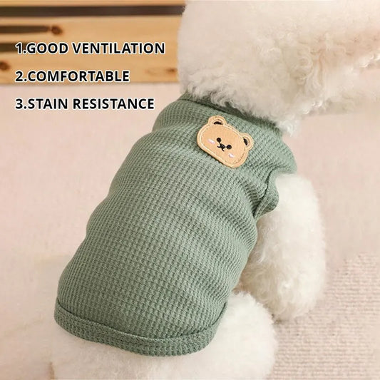 BreezeCore™ Designer Pet Apparel | Luxury Green Bear Vest Collection | Ultra-Lightweight Summer T-shirt | Premium Breathable Fabric For Small Breeds - Pet Moda Store