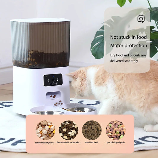 Dual-Bowl Smart Pet Feeding System - 5L Capacity with HD Camera Monitoring - Voice Recording Technology & Programmable Dispensing for Cats & Dogs - Pet Moda Store