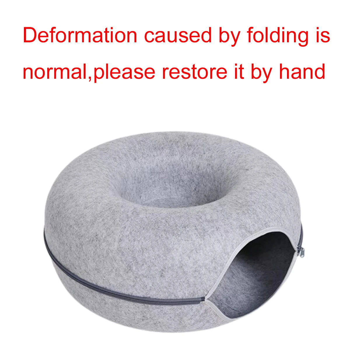 HideyDome™ 2-in-1 Felt Pet Sanctuary | Premium Donut Bed with Ventilation | Interactive Tunnel & Hiding System | For Cats & Small Dogs - Pet Moda Store