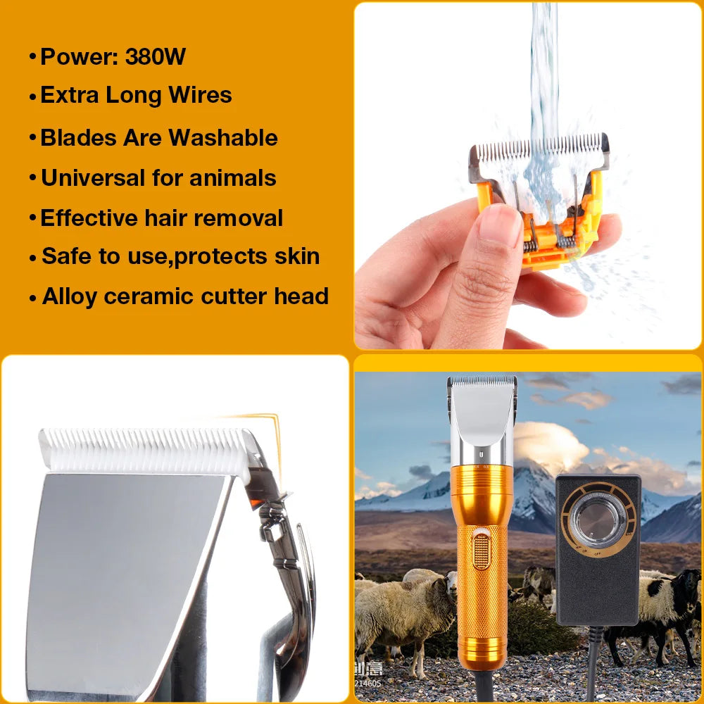 PowerGroom™ 380W Professional Cordless Clipper | 12V High-Performance Trimming System | Multi-Species Compatible | For Pets, Livestock & Carpets - Pet Moda Store