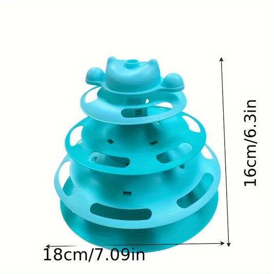 TowerPlay™ 4-Tier Interactive Cat Turntable | Premium Feather Chase System | Includes Ball Track & Playing Wand | Multi-Level Feline Entertainment - Pet Moda Store