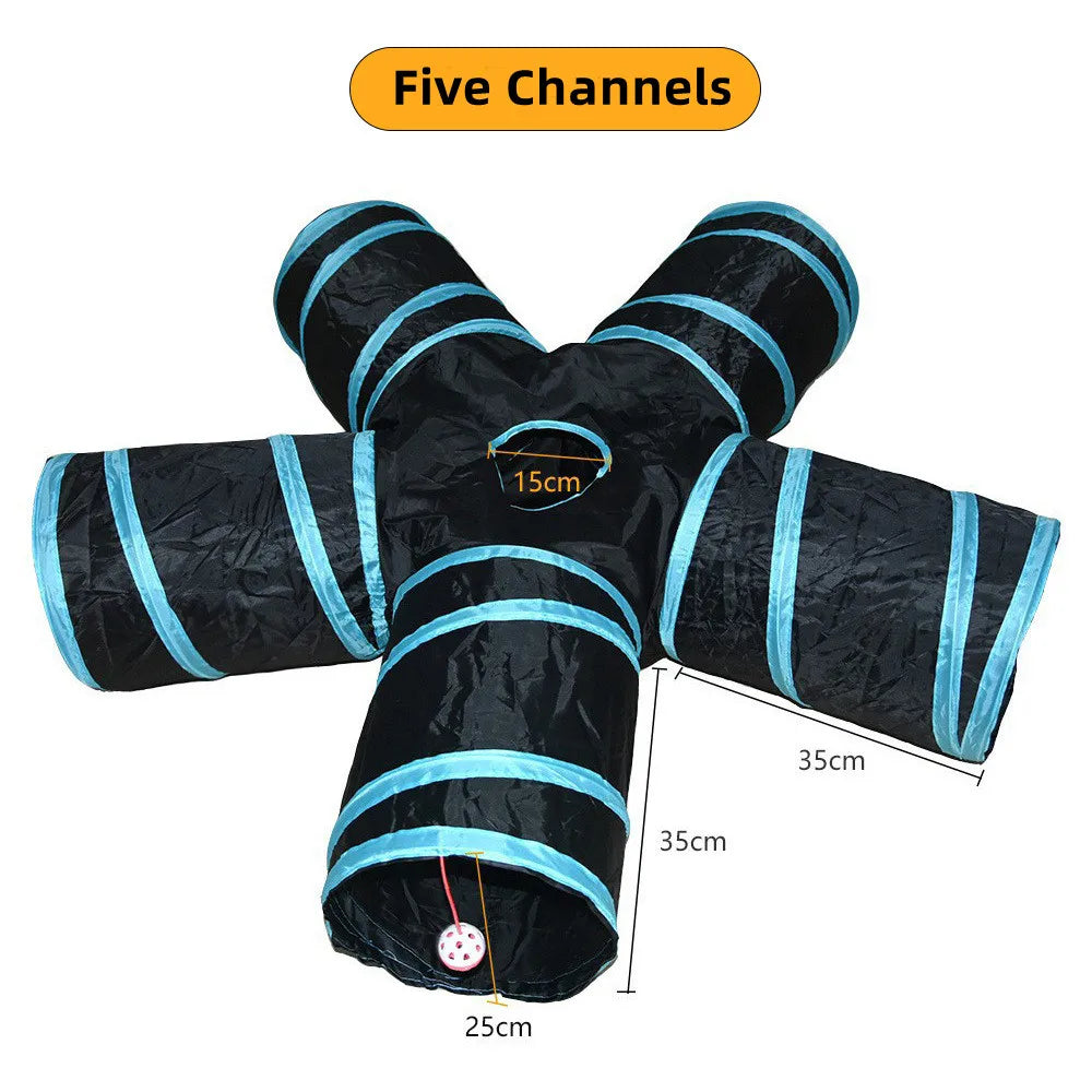 TunnelFun™ Premium Foldable Cat Tunnel | Indoor Play Passageway with Crinkle Material | Breathable Drill Barrel Design | Collapsible Storage - Pet Moda Store