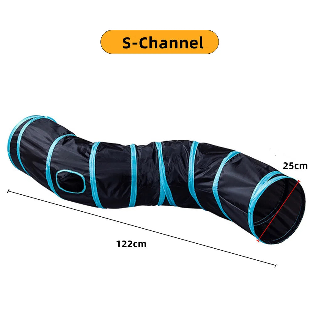 TunnelFun™ Premium Foldable Cat Tunnel | Indoor Play Passageway with Crinkle Material | Breathable Drill Barrel Design | Collapsible Storage - Pet Moda Store