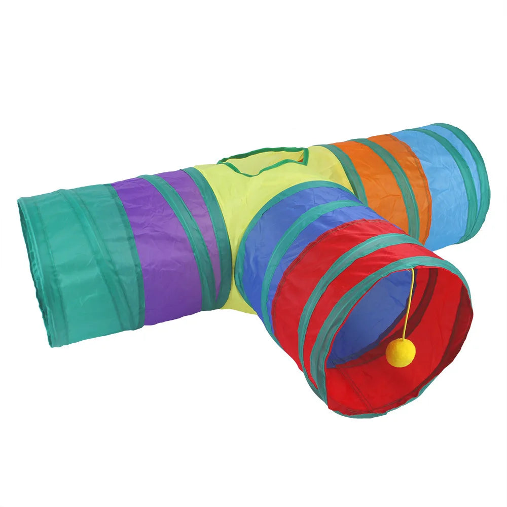 TunnelFun™ Premium Foldable Cat Tunnel | Indoor Play Passageway with Crinkle Material | Breathable Drill Barrel Design | Collapsible Storage - Pet Moda Store