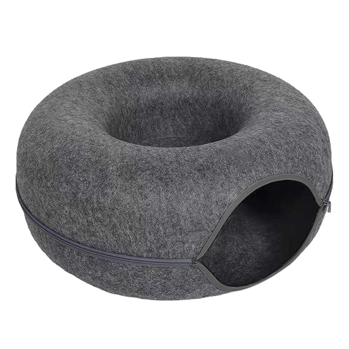 HideyDome™ 2-in-1 Felt Pet Sanctuary | Premium Donut Bed with Ventilation | Interactive Tunnel & Hiding System | For Cats & Small Dogs - Pet Moda Store