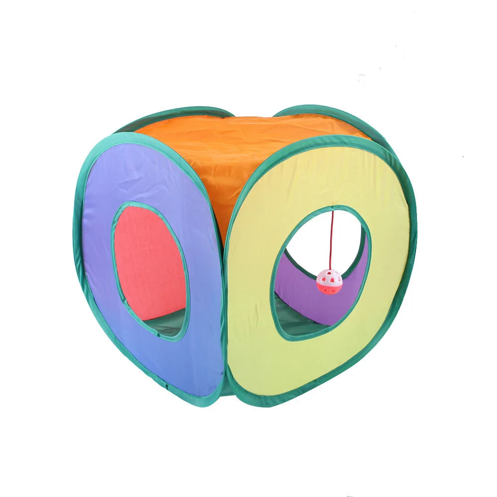 TunnelFun™ Premium Foldable Cat Tunnel | Indoor Play Passageway with Crinkle Material | Breathable Drill Barrel Design | Collapsible Storage - Pet Moda Store