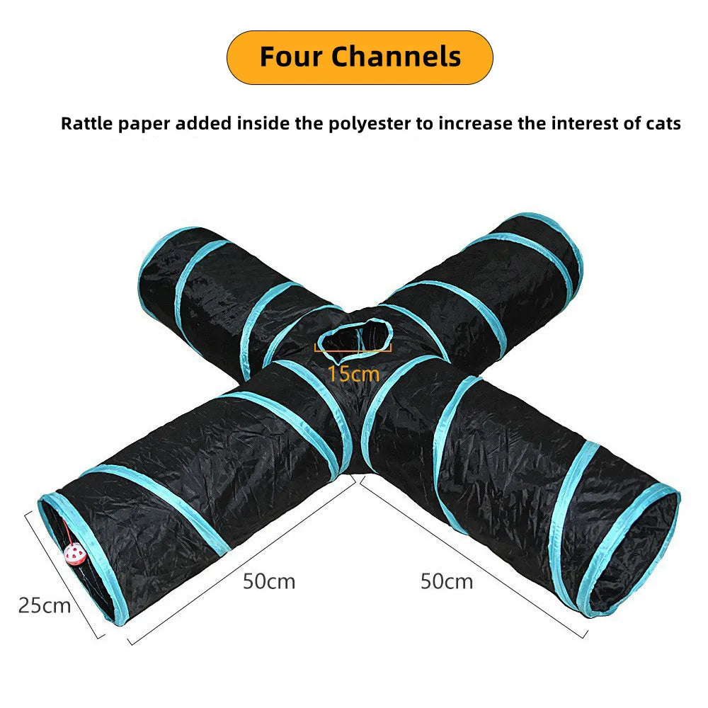 TunnelFun™ Premium Foldable Cat Tunnel | Indoor Play Passageway with Crinkle Material | Breathable Drill Barrel Design | Collapsible Storage - Pet Moda Store