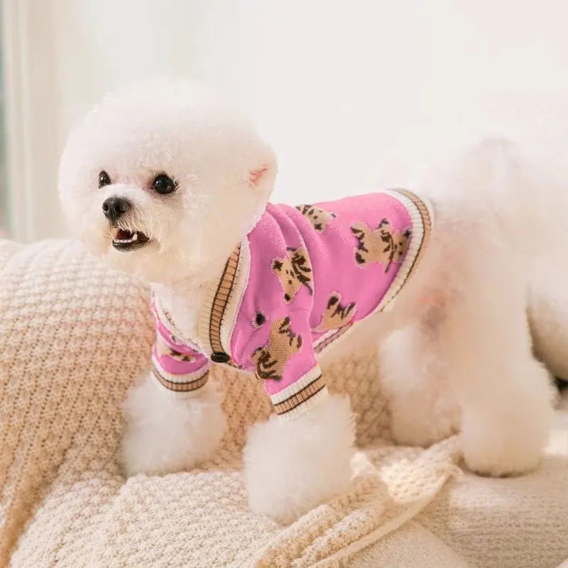 StripedLuxe™ Designer Pet Cardigan | Premium Thermal Knitwear | Luxury Canine & Feline Collection | For Chihuahua, Bichon & All Breeds - Pet Moda Store