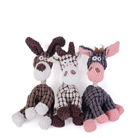 DuraCord™ Premium Animal Plush Collection | Bite-Resistant Squeaky Dog Toys | Corduroy Training Companions | For Small to Large Breeds - Pet Moda Store