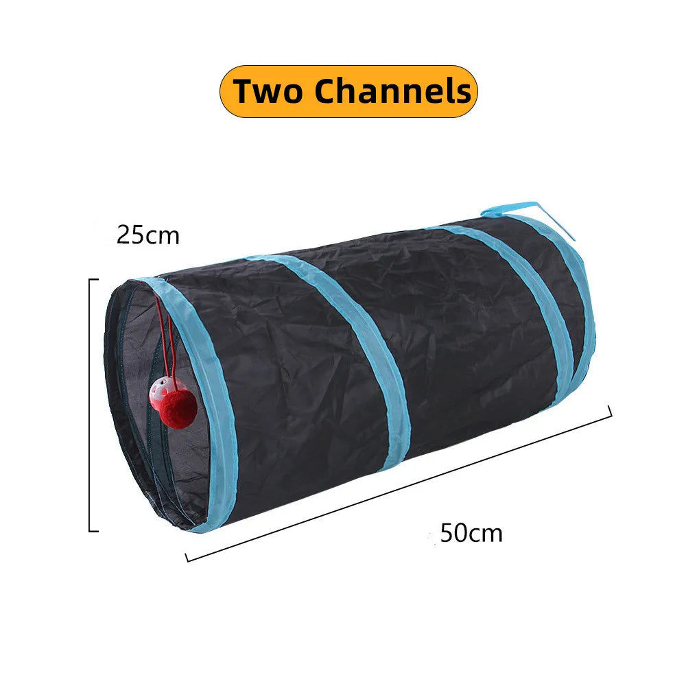 TunnelFun™ Premium Foldable Cat Tunnel | Indoor Play Passageway with Crinkle Material | Breathable Drill Barrel Design | Collapsible Storage - Pet Moda Store