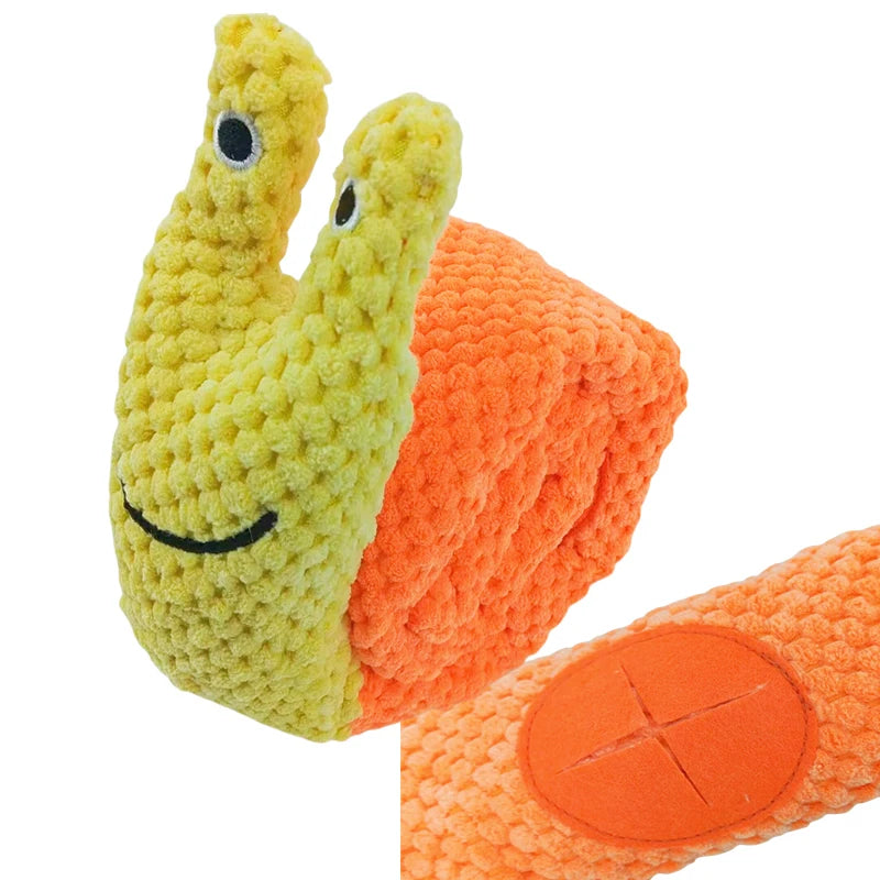 Dog Puzzle Feeder Interactive Toy Indestructible Plush Sound Squeak Puppy Toys For Resistant Foldable Snail Dogs Pet Supplies - Pet Moda Store