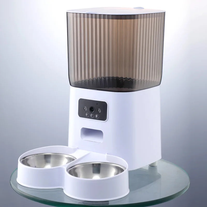 Dual-Bowl Smart Pet Feeding System - 5L Capacity with HD Camera Monitoring - Voice Recording Technology & Programmable Dispensing for Cats & Dogs - Pet Moda Store