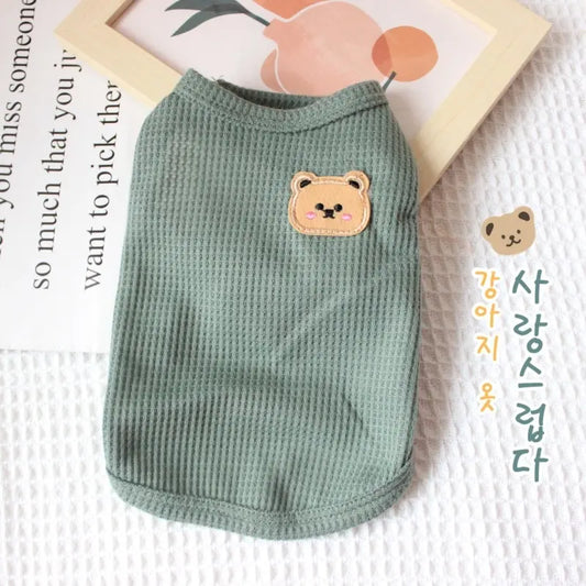 BreezeCore™ Designer Pet Apparel | Luxury Green Bear Vest Collection | Ultra-Lightweight Summer T-shirt | Premium Breathable Fabric For Small Breeds - Pet Moda Store