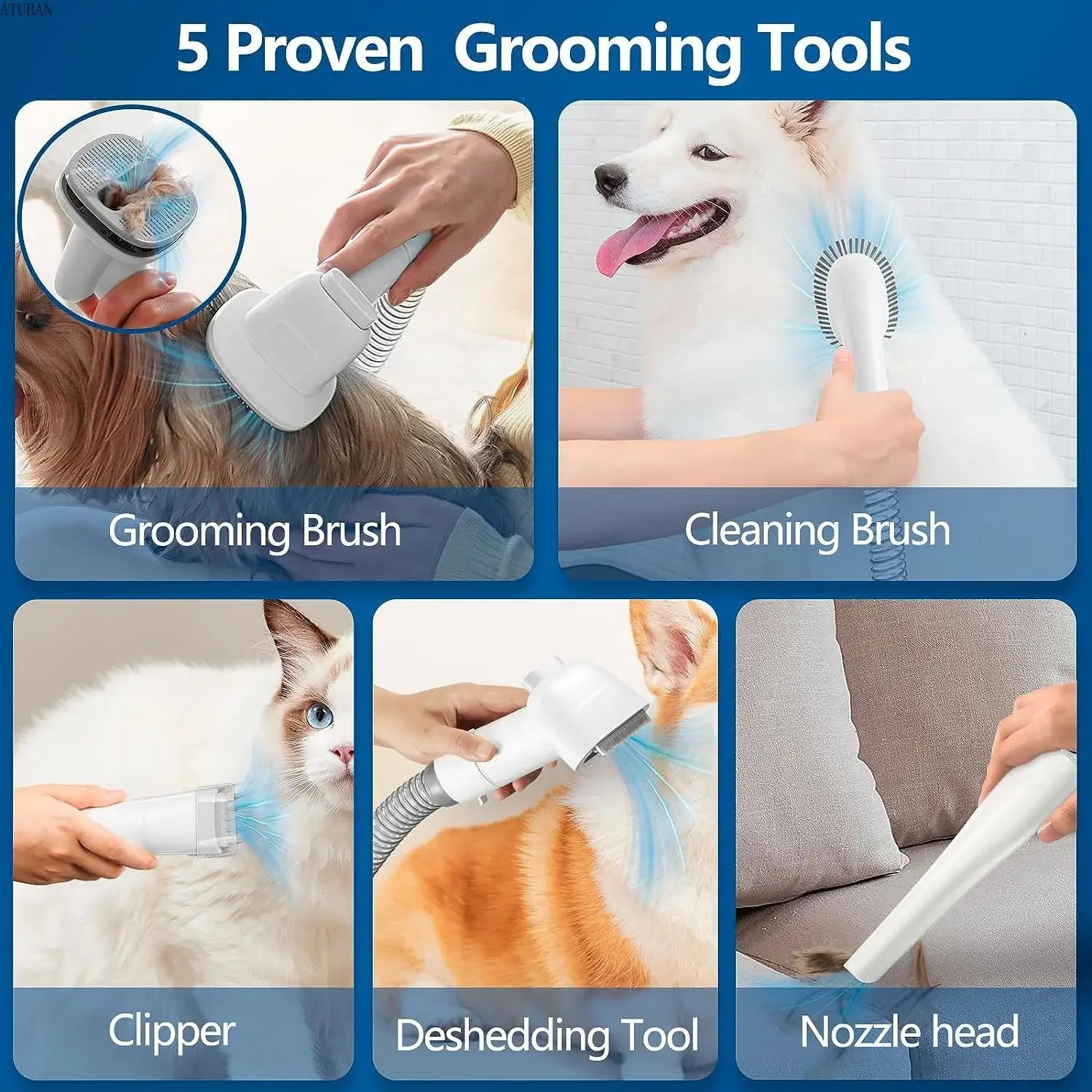 ShedMaster™ Professional Grooming Vacuum | 2.3L Large Capacity System | Complete Pet Hair Removal Kit | Brush & Suction Technology - Pet Moda Store